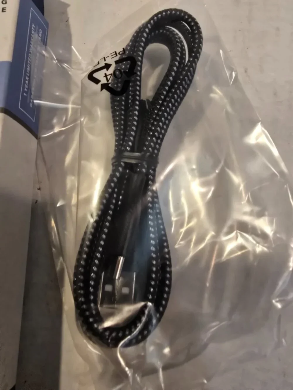 Charging Cord USB-C to USB Gray Braided 4 feet Insignia NEW in Box